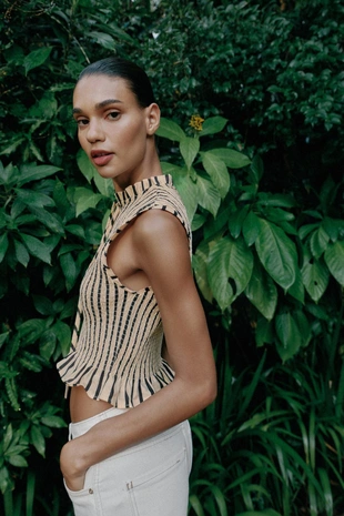 Топ в полоску с жаткой- Заказать в России