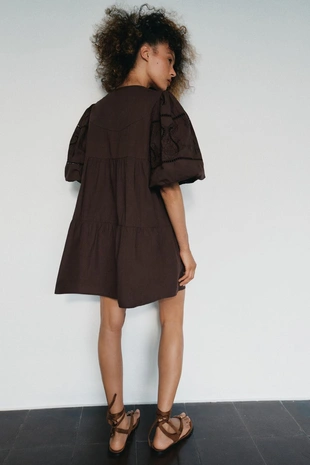 Мини-платье из поплина с вышивкой- Заказать в России