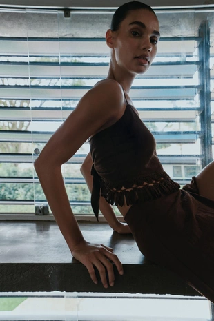 Кроп-топ с бахромой- Заказать в России