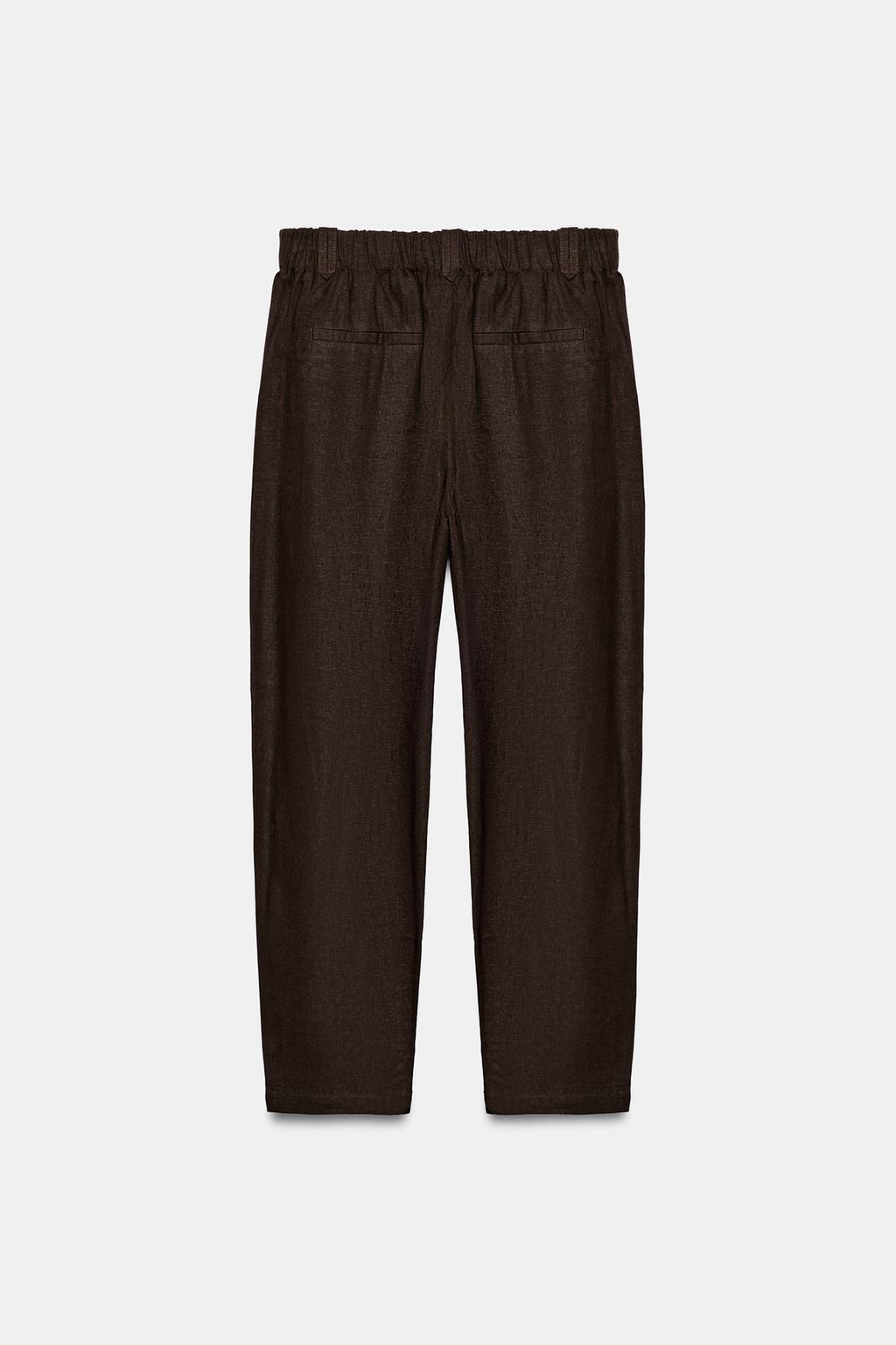 БРЮКИ CARROT FIT С ДЕКОРАТИВНОЙ СТРОЧКОЙ ИЗ ЛЬНА