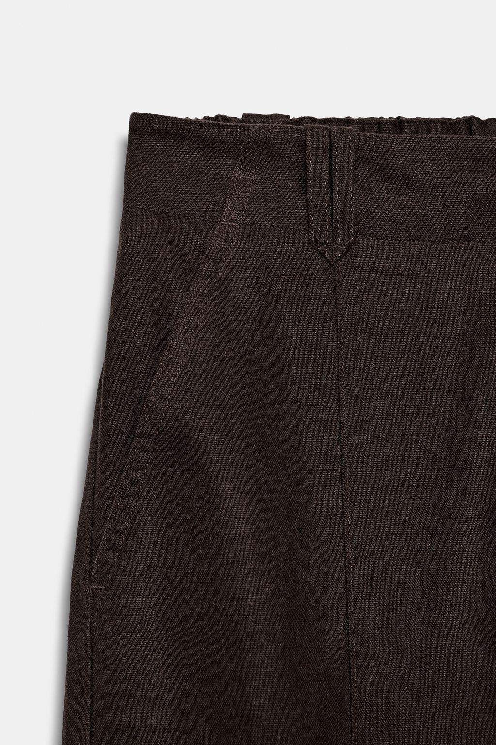 БРЮКИ CARROT FIT С ДЕКОРАТИВНОЙ СТРОЧКОЙ ИЗ ЛЬНА