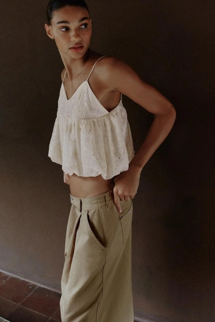 Топ-баллон с ажурной вышивкой- Заказать в России