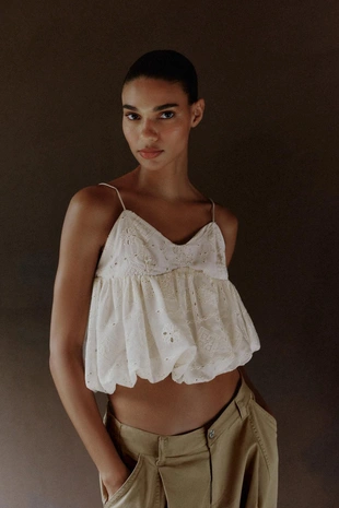 Топ-баллон с ажурной вышивкой- Заказать в России