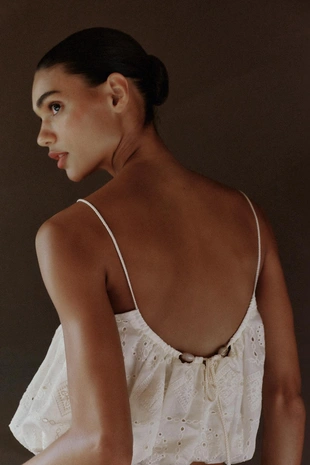 Топ-баллон с ажурной вышивкой- Заказать в России