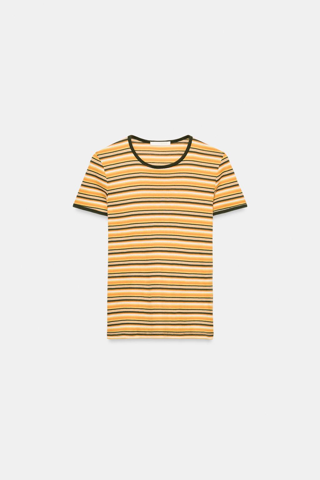 ФУТБОЛКА В ПОЛОСКУ С КОНТРАСТНОЙ ОТДЕЛКОЙ