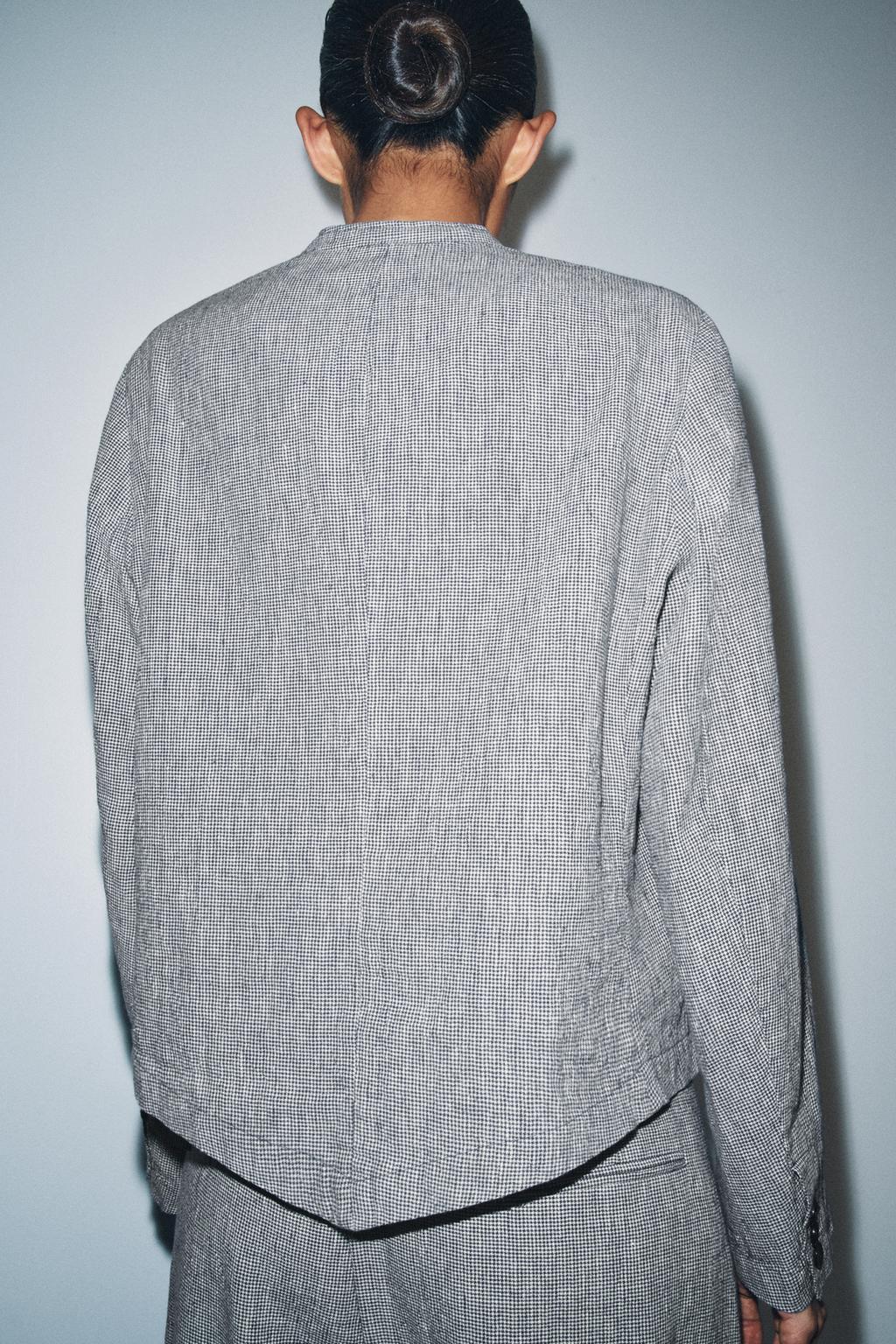 БЛЕЙЗЕР ИЗ ЛЬНА И ХЛОПКА В УЗОР «ГУСИНАЯ ЛАПКА» — ZW COLLECTION