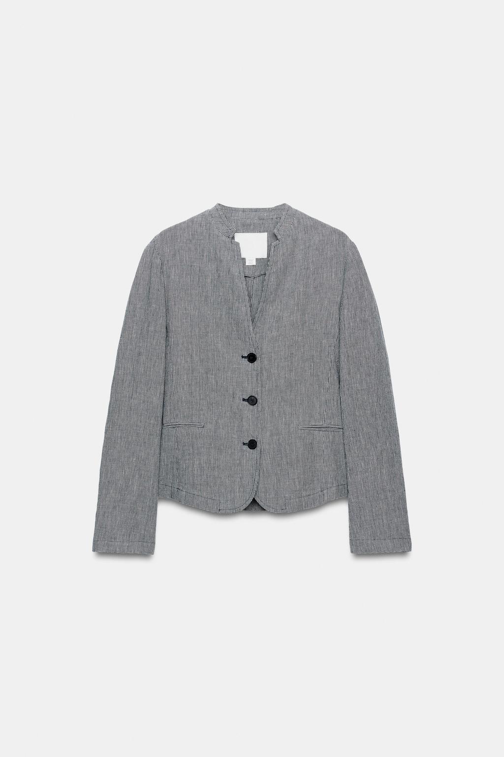 БЛЕЙЗЕР ИЗ ЛЬНА И ХЛОПКА В УЗОР «ГУСИНАЯ ЛАПКА» — ZW COLLECTION