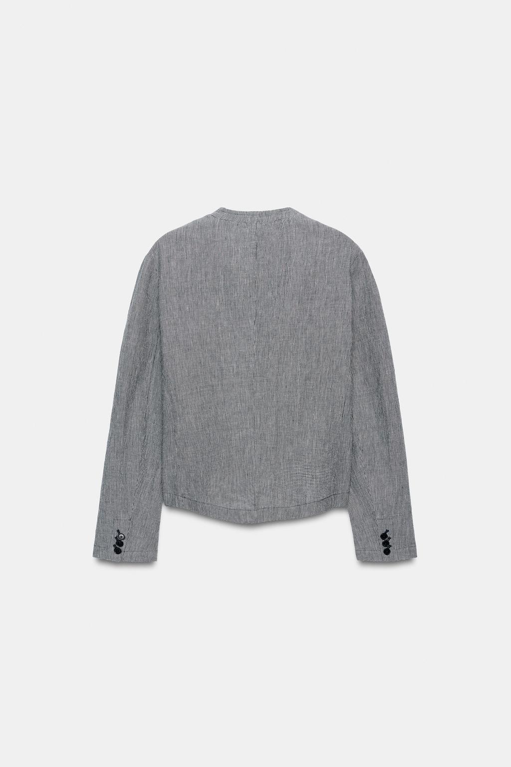 БЛЕЙЗЕР ИЗ ЛЬНА И ХЛОПКА В УЗОР «ГУСИНАЯ ЛАПКА» — ZW COLLECTION