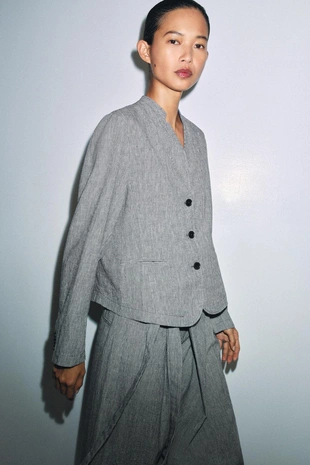 Блейзер из льна и хлопка в узор «гусиная лапка» — Zw Collection- Заказать в России