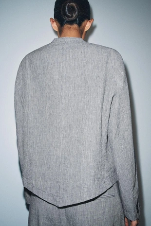 Блейзер из льна и хлопка в узор «гусиная лапка» — Zw Collection- Заказать в России