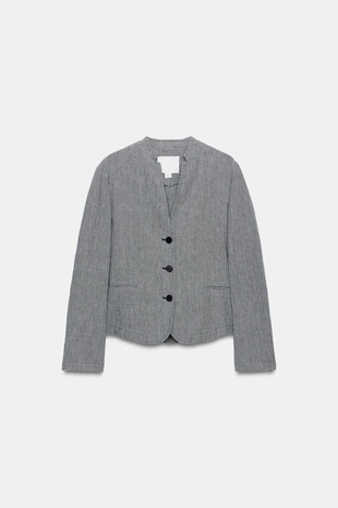 Блейзер из льна и хлопка в узор «гусиная лапка» — Zw Collection- Заказать в России