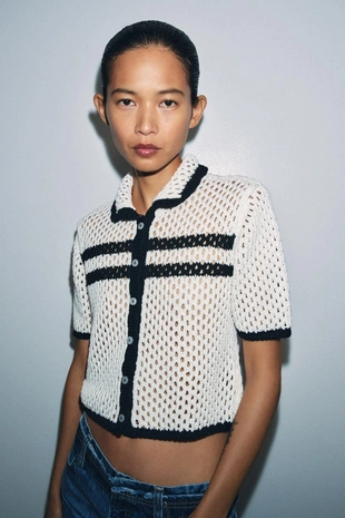 Вязаный кардиган поло- Заказать в России