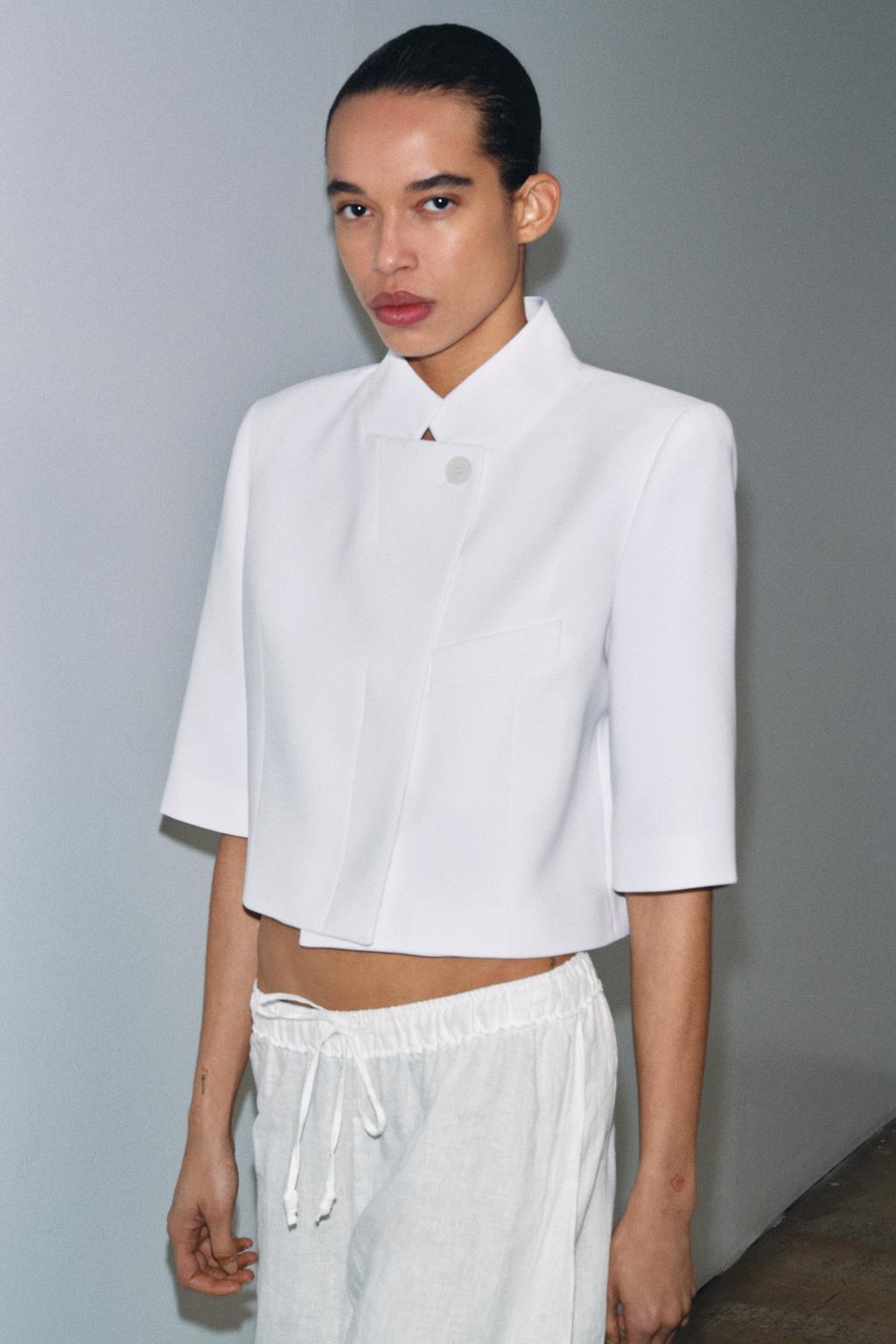 УКОРОЧЕННЫЙ БЛЕЙЗЕР С КОРОТКИМИ РУКАВАМИ — ZW COLLECTION