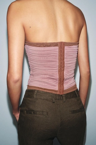 Корсет из комбинированной полупрозрачной ткани- Заказать в России