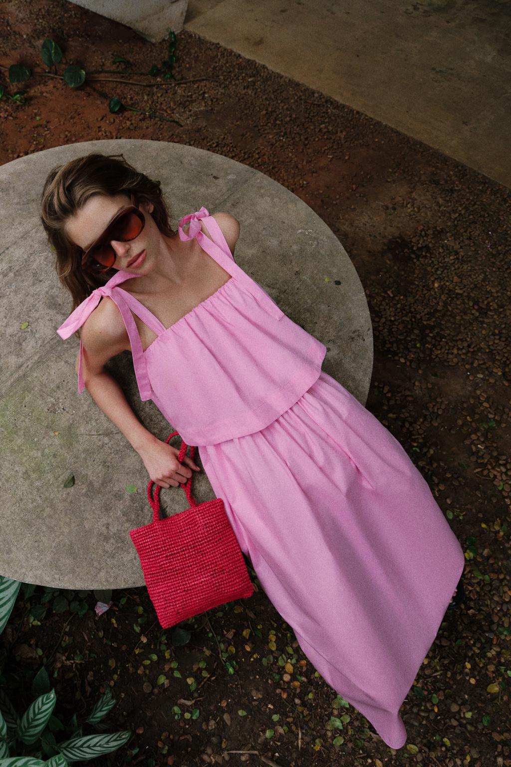 ПЛАТЬЕ МИДИ ИЗ ПОПЛИНА С БАНТАМИ