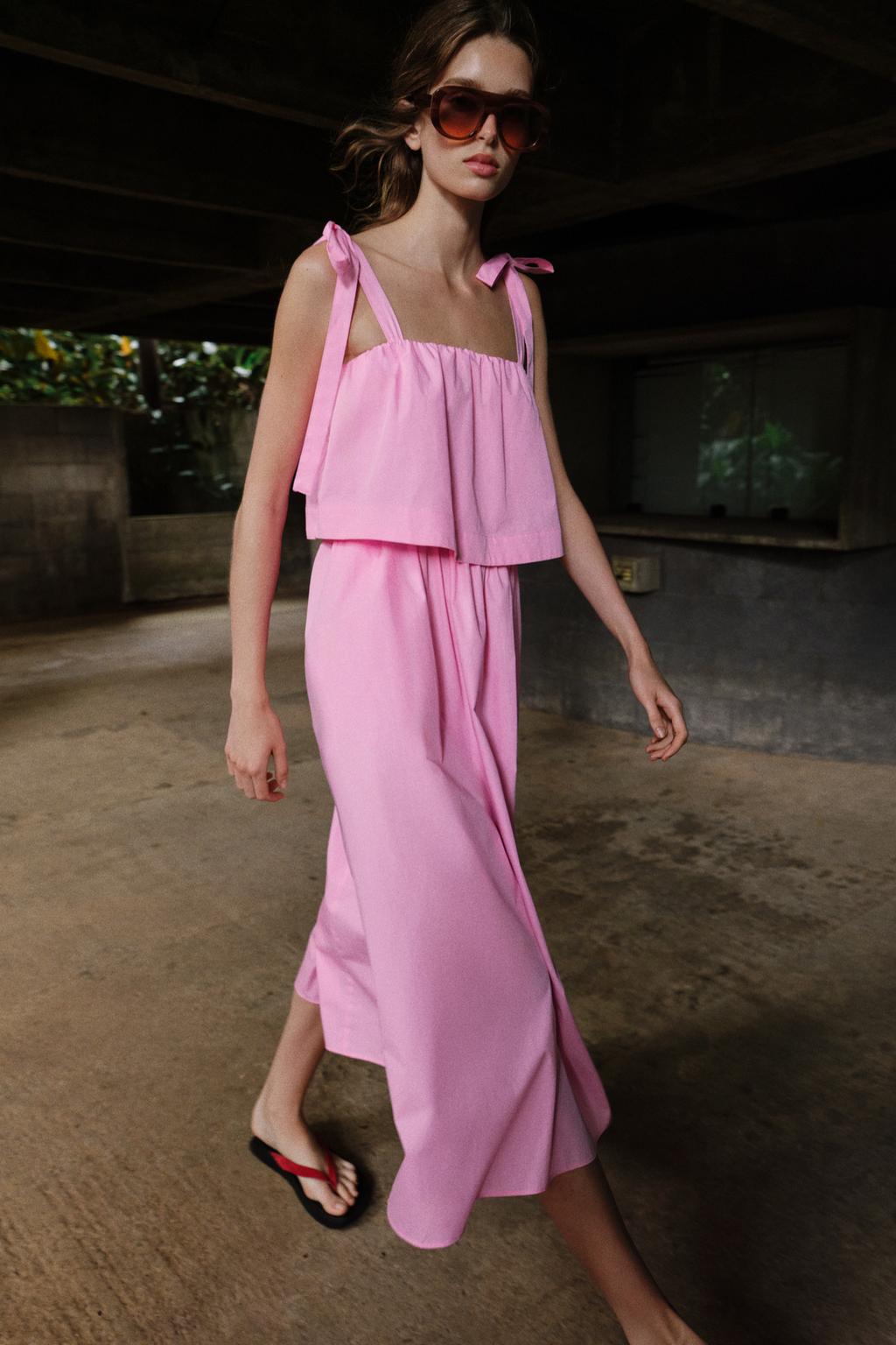 ПЛАТЬЕ МИДИ ИЗ ПОПЛИНА С БАНТАМИ