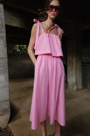 Платье миди из поплина с бантами- Заказать в России