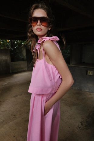 Платье миди из поплина с бантами- Заказать в России