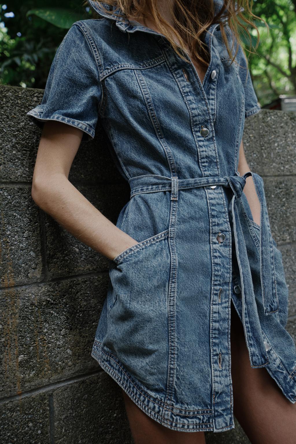 ДЖИНСОВОЕ МИНИ-ПЛАТЬЕ Z1975 С ПОЯСОМ