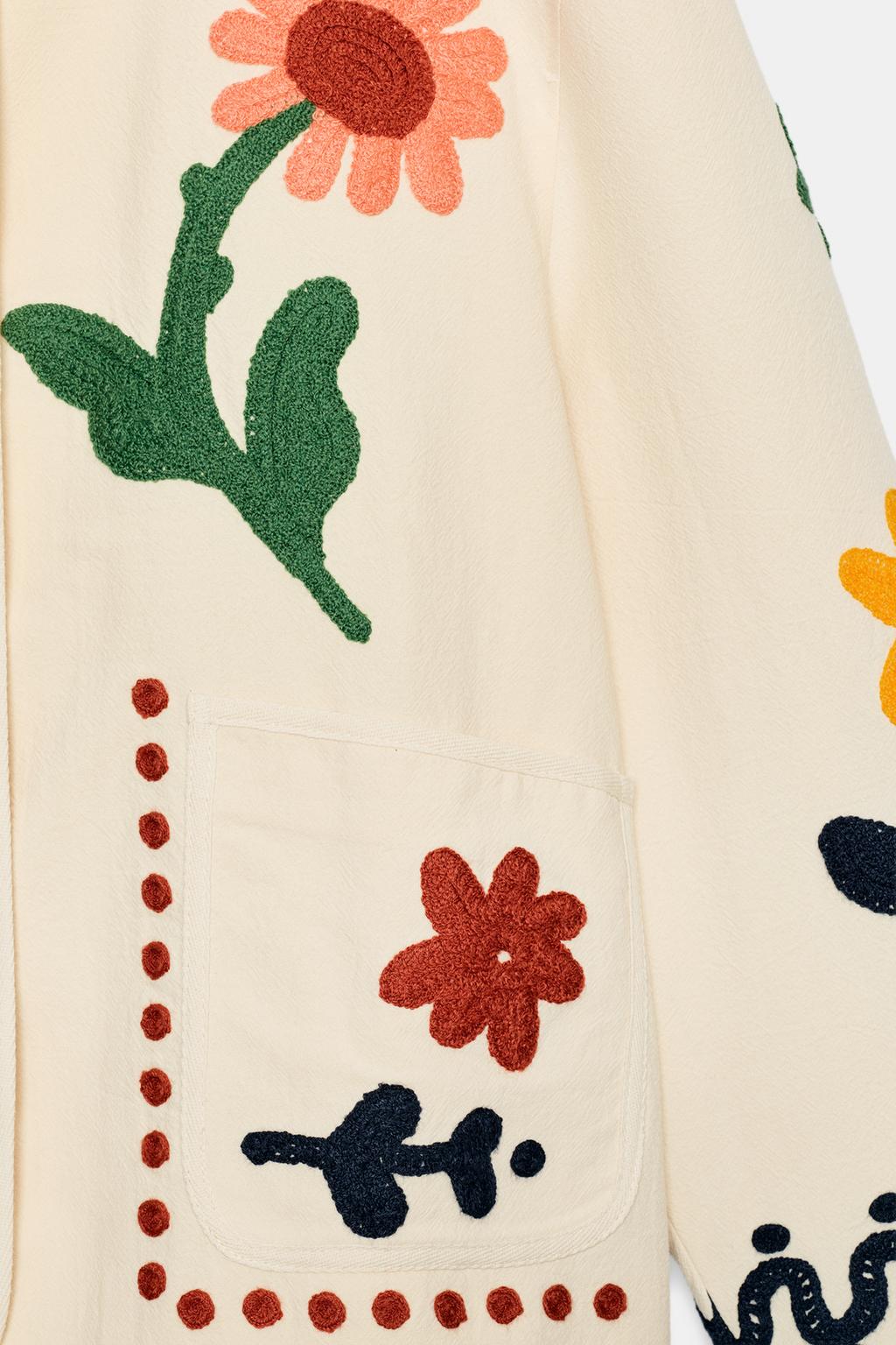 КУРТКА С ЦВЕТОЧНОЙ ВЫШИВКОЙ ИЗ 100% ХЛОПКА