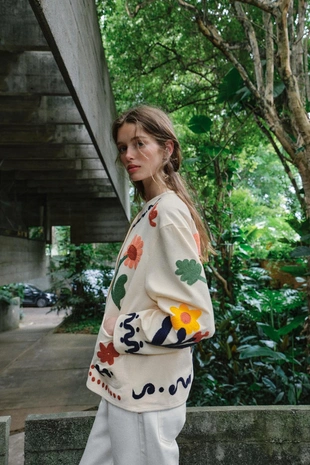 Куртка с цветочной вышивкой из 100% хлопка- Заказать в России