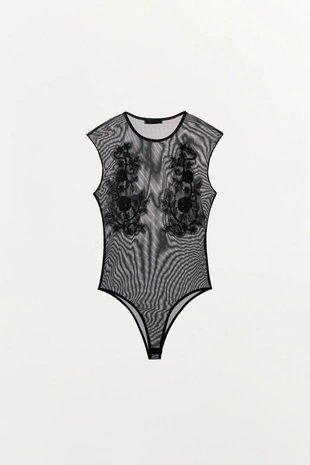 Боди из тюля с вышивкой- Заказать в России