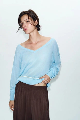 Широкие брюки с эластичным поясом- Заказать в России