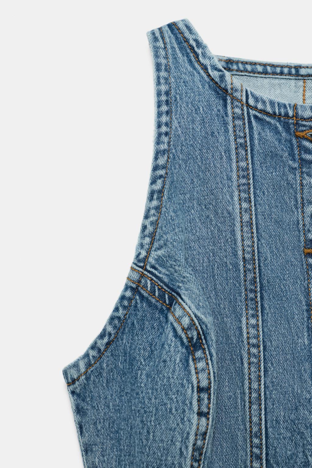 ДЖИНСОВОЕ МИНИ-ПЛАТЬЕ Z1975 С ОТСТРОЧКОЙ