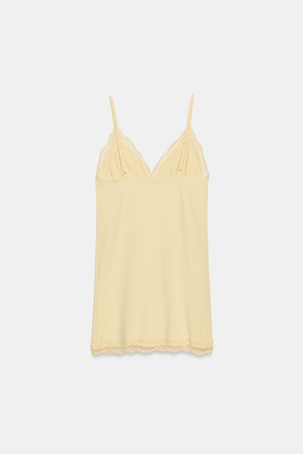 МИНИ-ПЛАТЬЕ С ТОНКИМИ БРЕТЕЛЯМИ И КРУЖЕВОМ