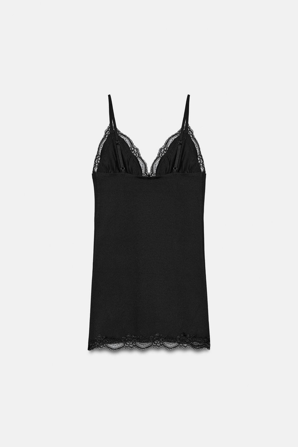 МИНИ-ПЛАТЬЕ С ТОНКИМИ БРЕТЕЛЯМИ И КРУЖЕВОМ