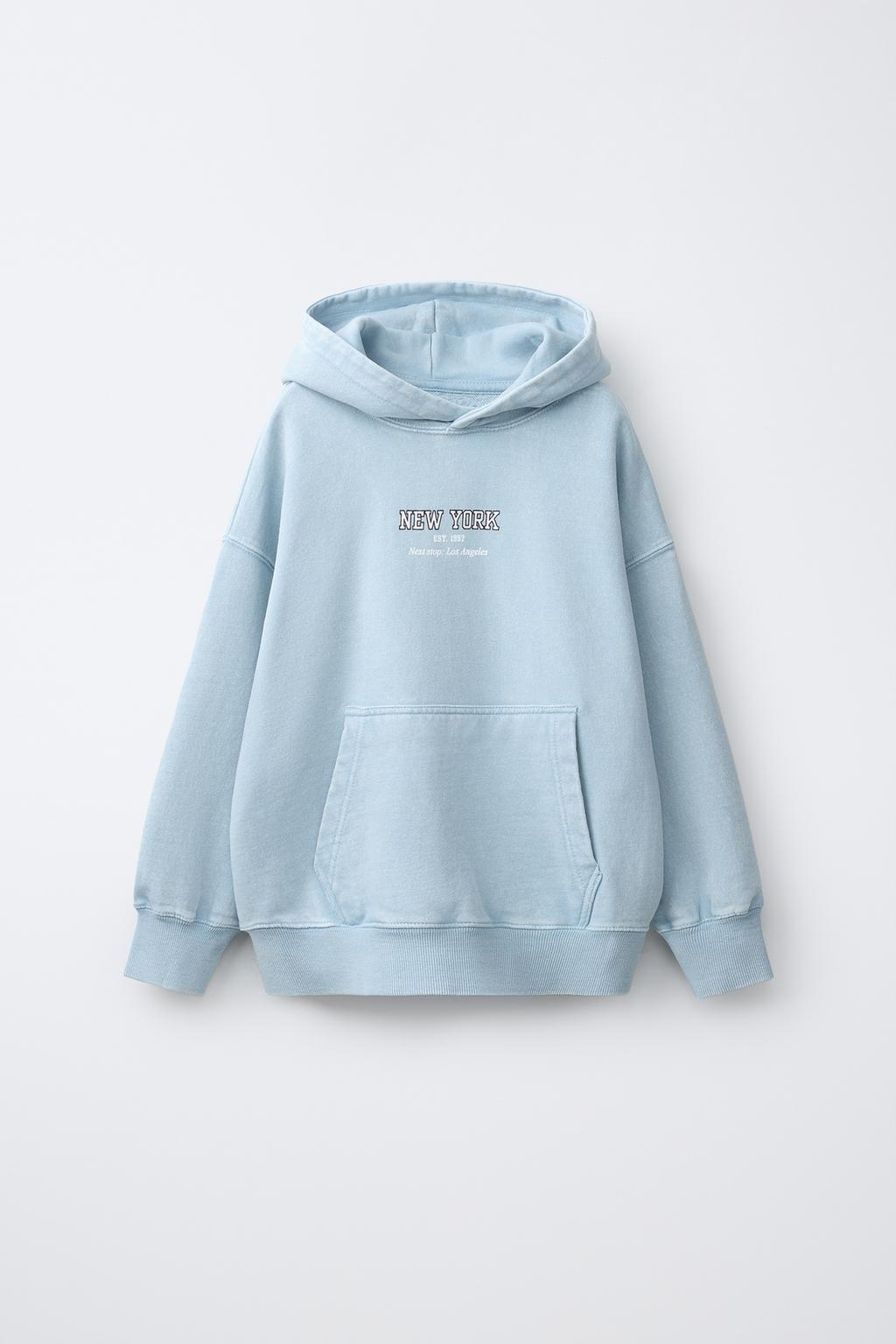 ХУДИ С КАПЮШОНОМ И НАДПИСЬЮ ИЗ ТКАНИ С ЭФФЕКТОМ ПОТЕРТОСТИ