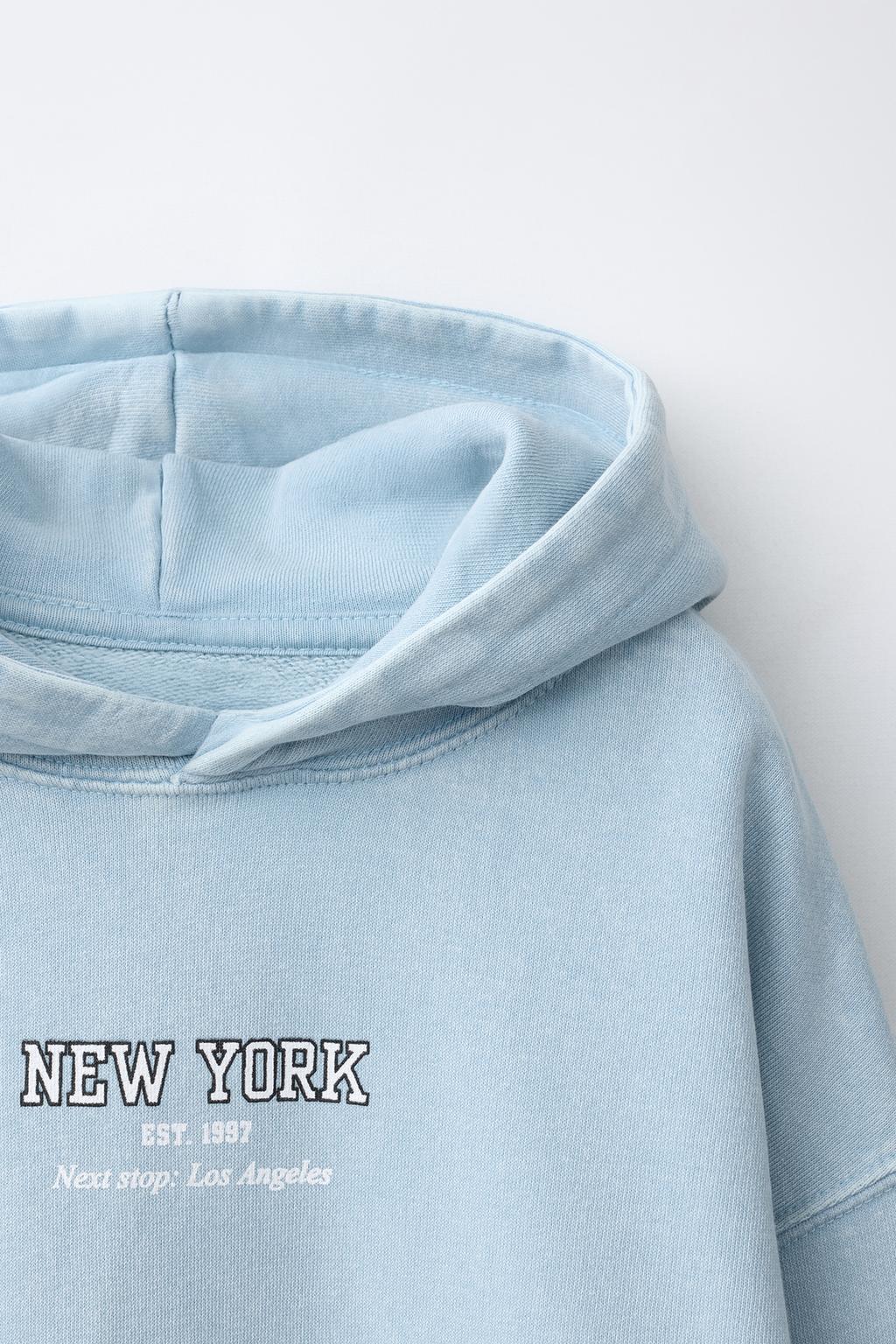 ХУДИ С КАПЮШОНОМ И НАДПИСЬЮ ИЗ ТКАНИ С ЭФФЕКТОМ ПОТЕРТОСТИ