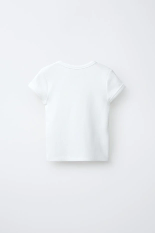 Футболка в рубчик с V-образным вырезом- Заказать в России