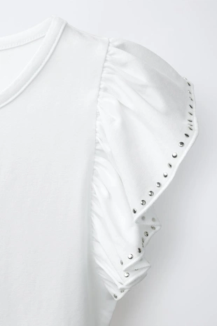 Боди с воланом и заклепками из модала- Заказать в России