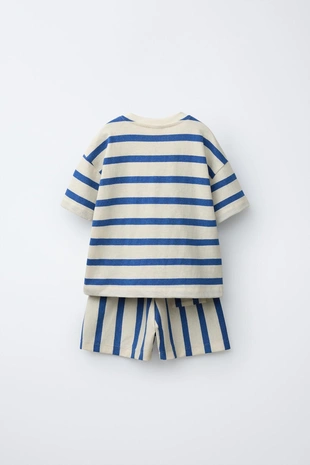 Купить Zara Комплект джоггеры, футболка и бермуды в полоску