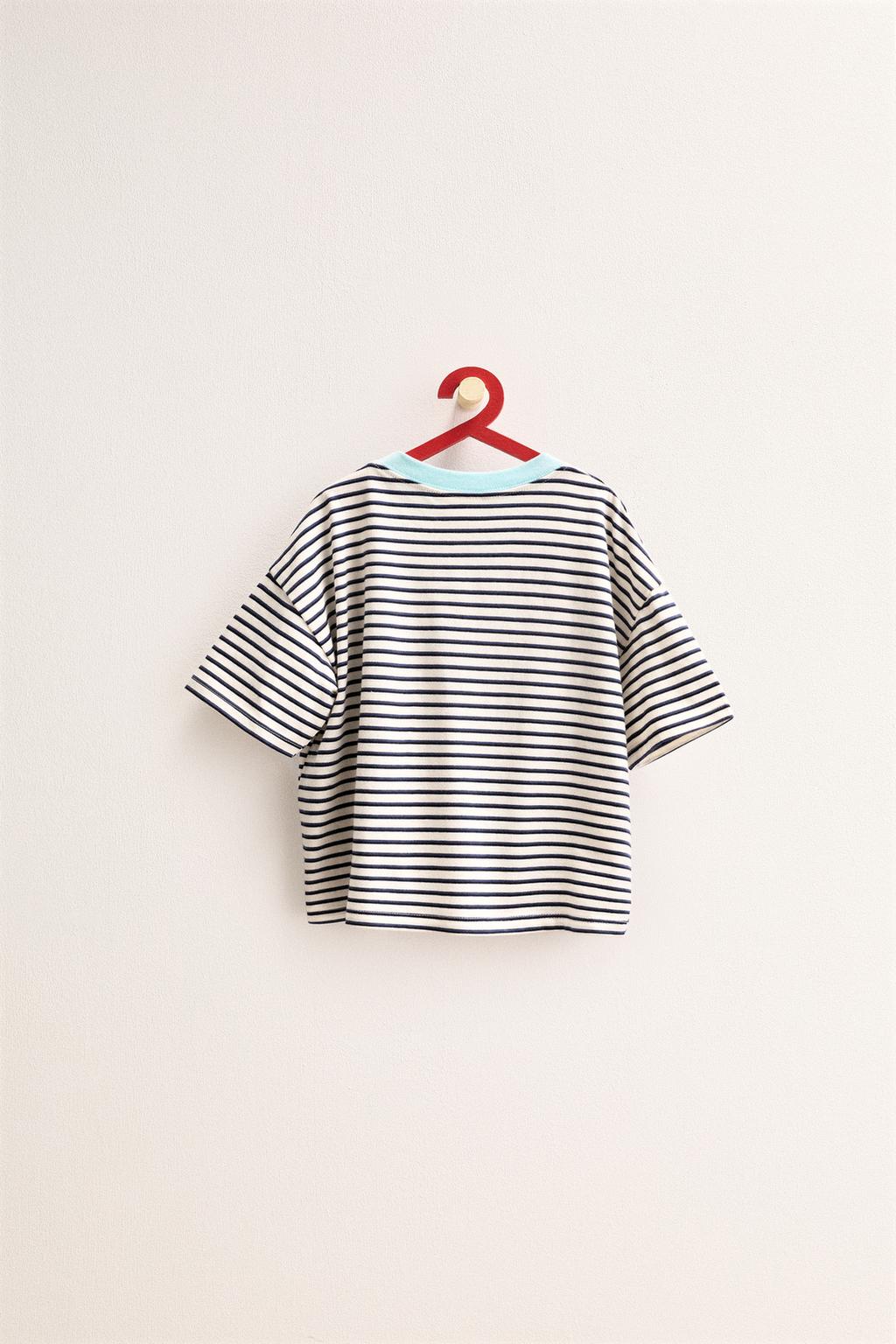 ZARA TIMELESS - ФУТБОЛКА В ПОЛОСКУ С КОНТРАСТНЫМ ВОРОТНИКОМ