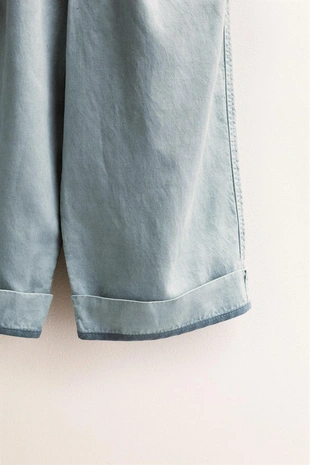 Брюки Zara Timeless из льна с контрастным краем