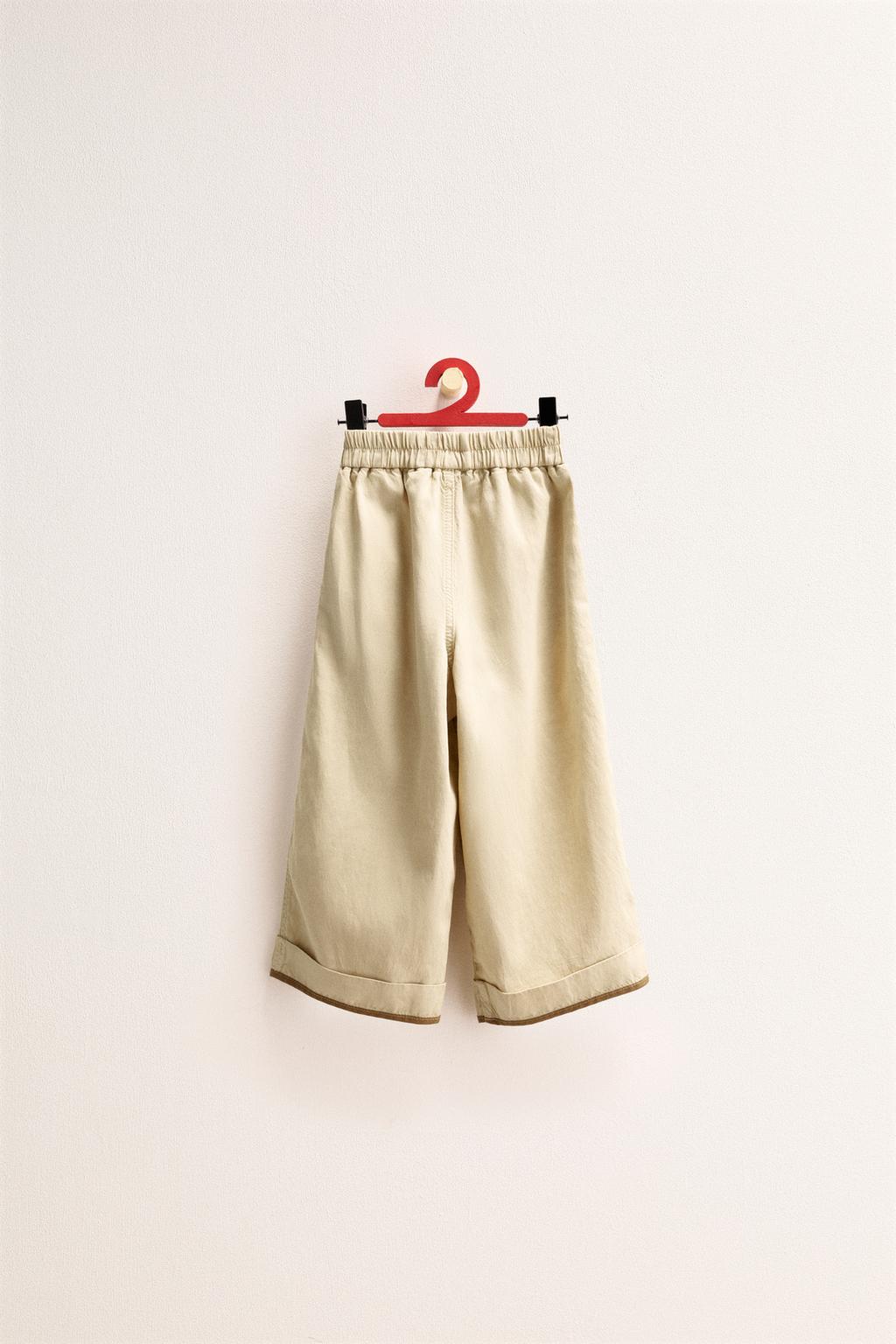 БРЮКИ ZARA TIMELESS ИЗ ЛЬНА С КОНТРАСТНОЙ ОТДЕЛКОЙ