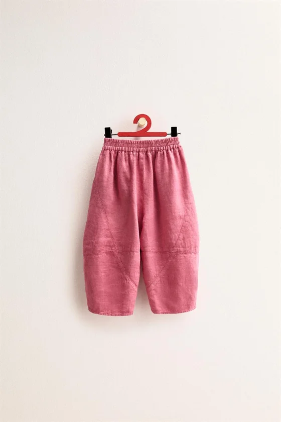 Zara «Timeless» — БРЮКИ-БАНАНЫ ИЗ 100% ЛЬНА С РАЗРЕЗАМИ