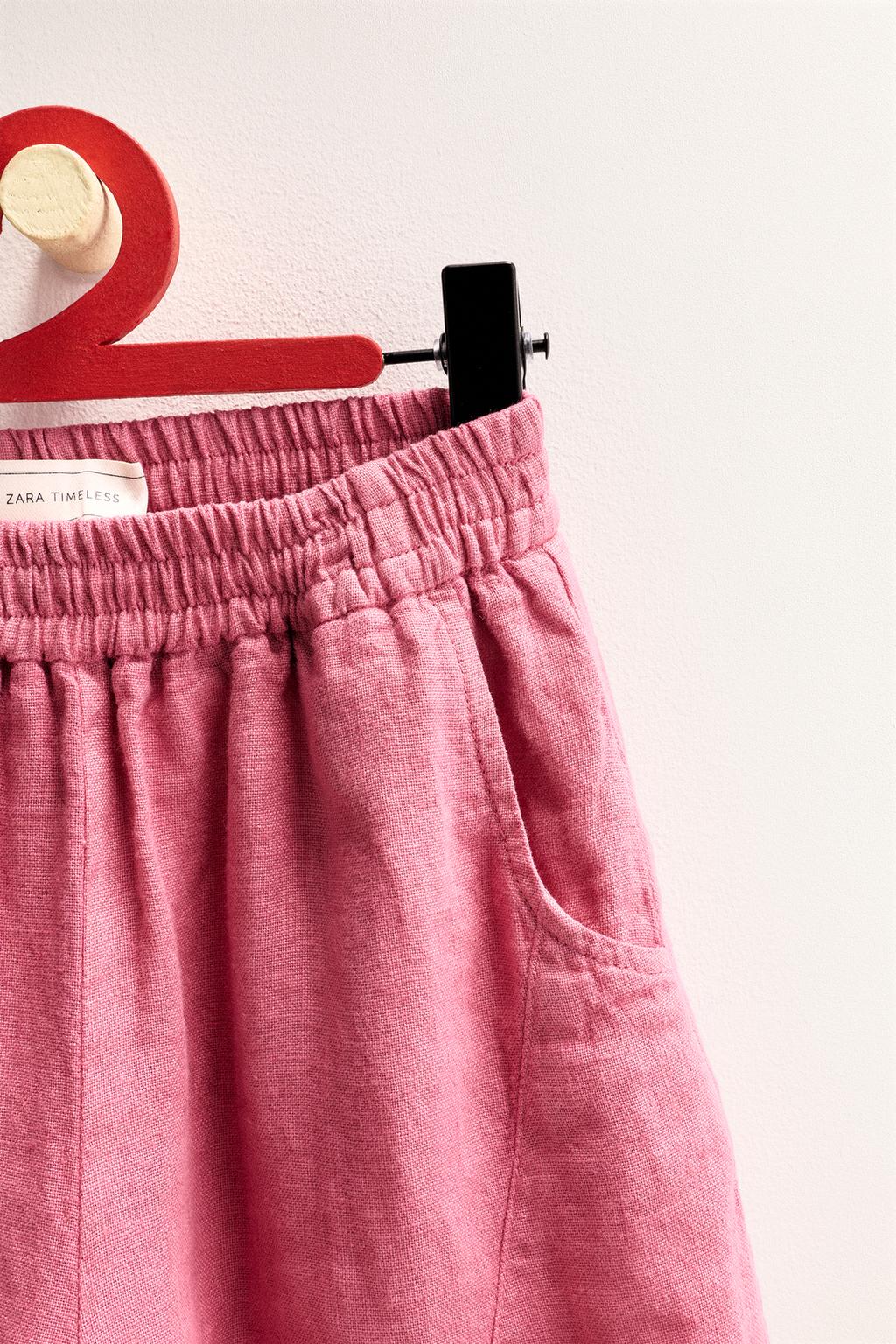 ZARA TIMELESS — БРЮКИ-БАНАНЫ ИЗ 100% ЛЬНА С РАЗРЕЗАМИ