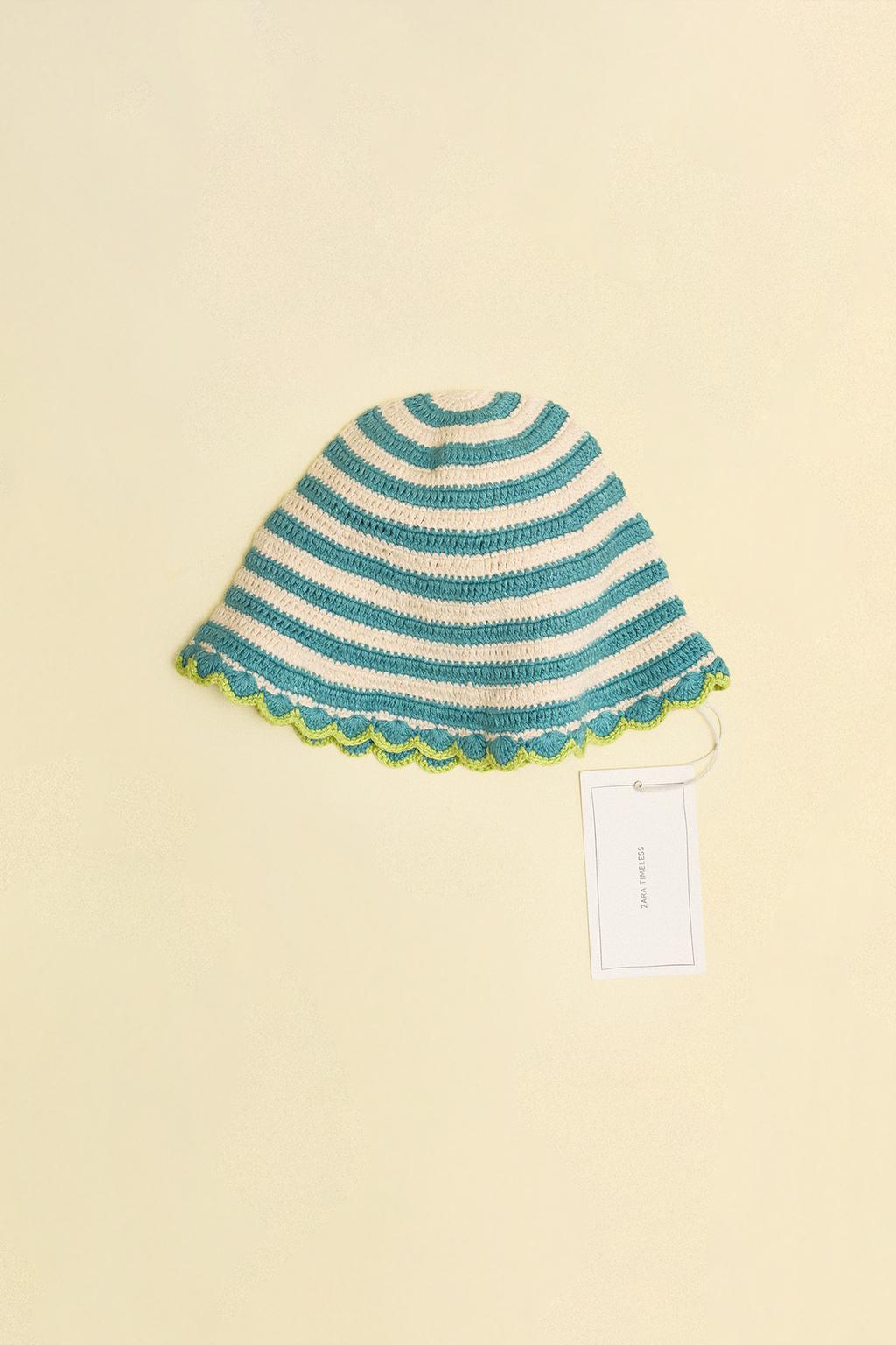 ZARA TIMELESS - ВЯЗАНАЯ ШАПКА КРЮЧКОМ В ПОЛОСКУ
