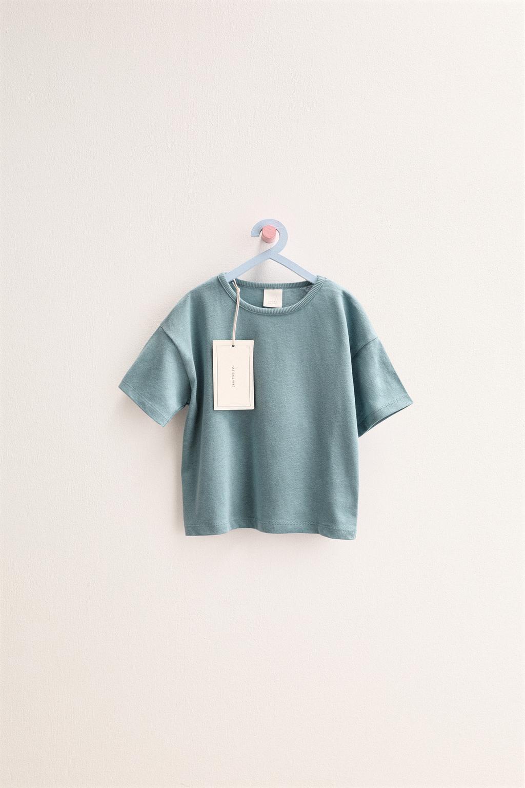 ZARA TIMELESS - ОДНОТОННАЯ ФУТБОЛКА ИЗ ХЛОПКА И ЛЬНА