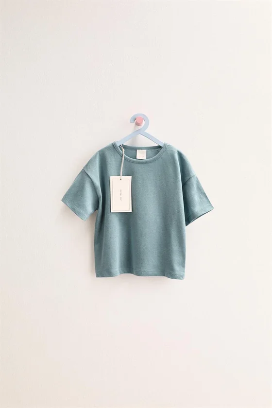 Zara «Timeless» - ОДНОТОННАЯ ФУТБОЛКА ИЗ ХЛОПКА И ЛЬНА