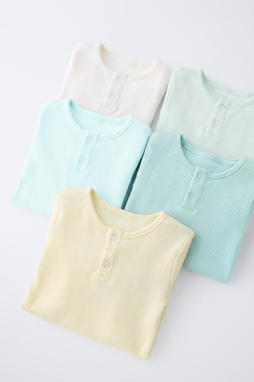 НАБОР ИЗ ПЯТИ БОДИ С ВОРОТНИКОМ НА ПЛАНКЕ И КОРОТКИМ РУКАВОМ