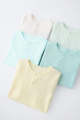 Набор из пяти боди с воротником на планке и коротким рукавом- Заказать в России