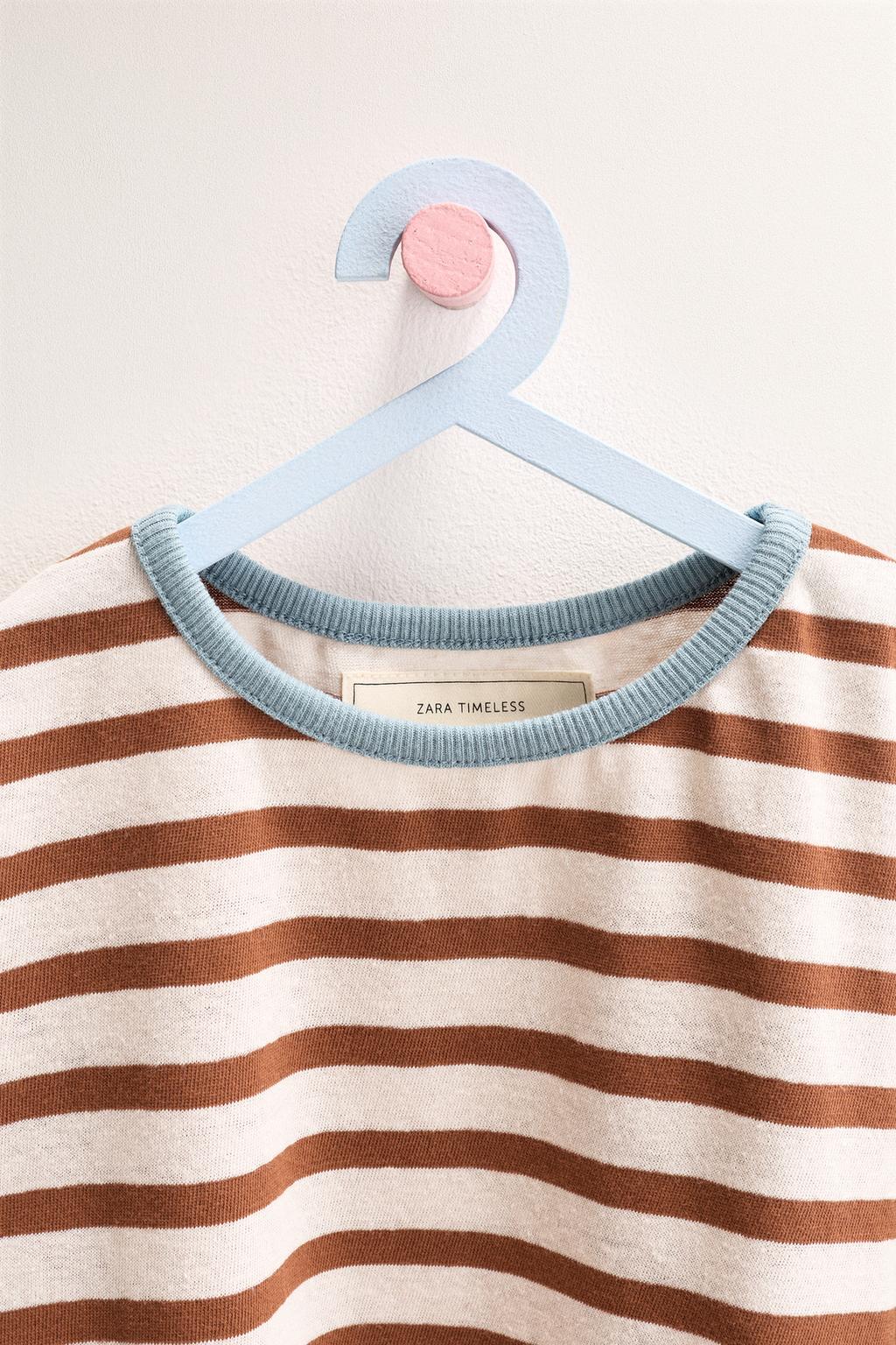 ZARA TIMELESS - ФУТБОЛКА В ПОЛОСКУ ИЗ ХЛОПКА И ЛЬНА