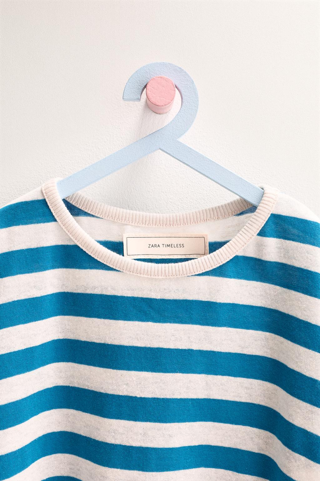 ZARA TIMELESS - ФУТБОЛКА В ПОЛОСКУ ИЗ ХЛОПКА И ЛЬНА