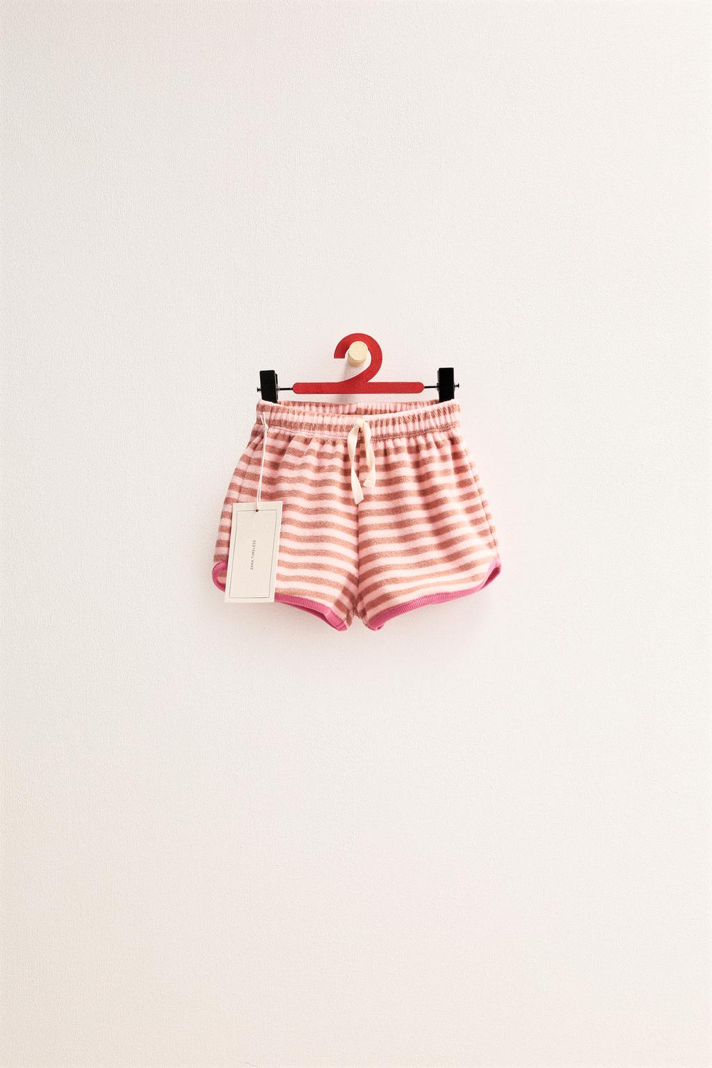 ZARA TIMELESS — ШОРТЫ ИЗ МАХРОВОЙ ТКАНИ В ПОЛОСКУ