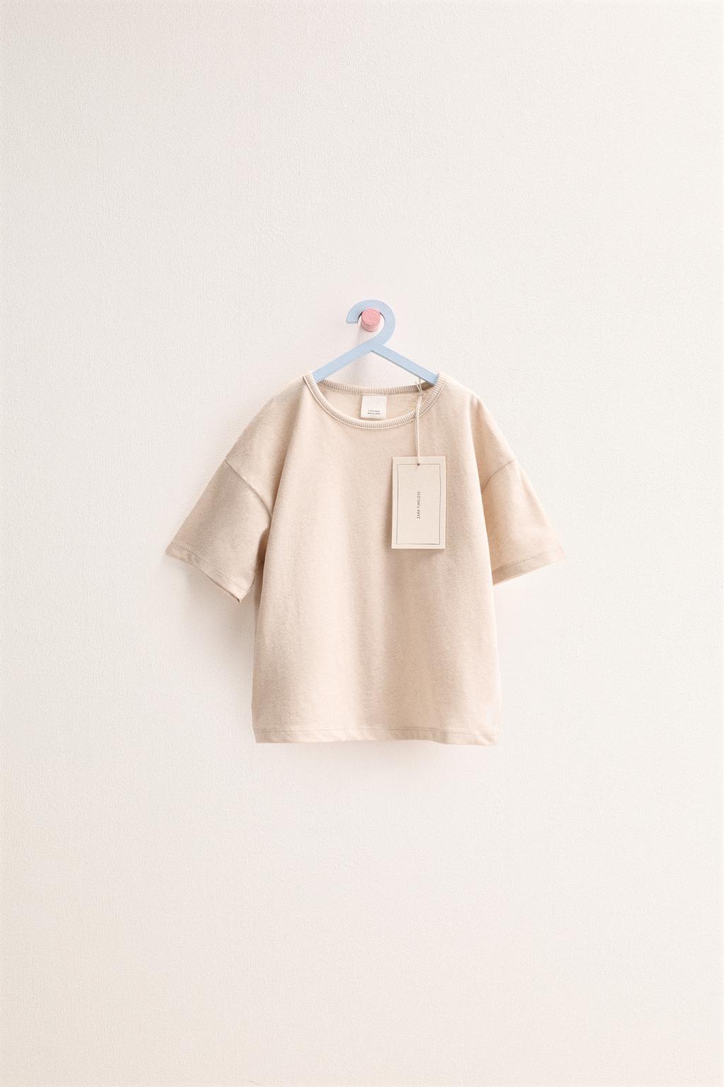 ZARA TIMELESS — ОДНОТОННАЯ ФУТБОЛКА ИЗ ХЛОПКА И ЛЬНА