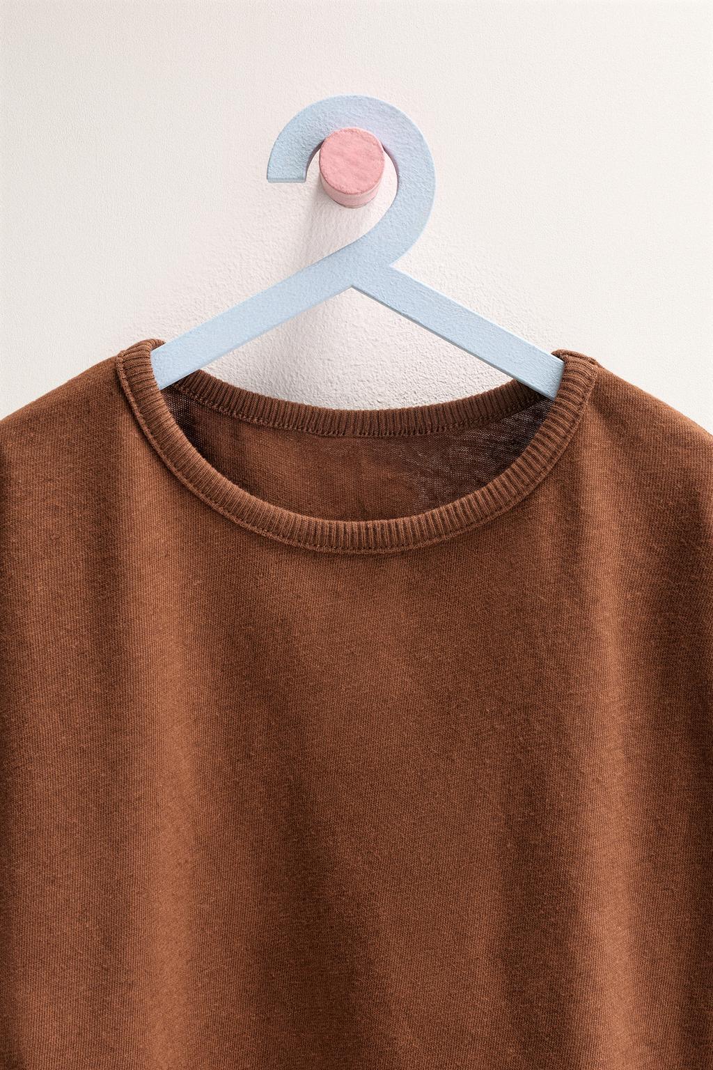 ZARA TIMELESS - ОДНОТОННАЯ ФУТБОЛКА ИЗ ХЛОПКА И ЛЬНА